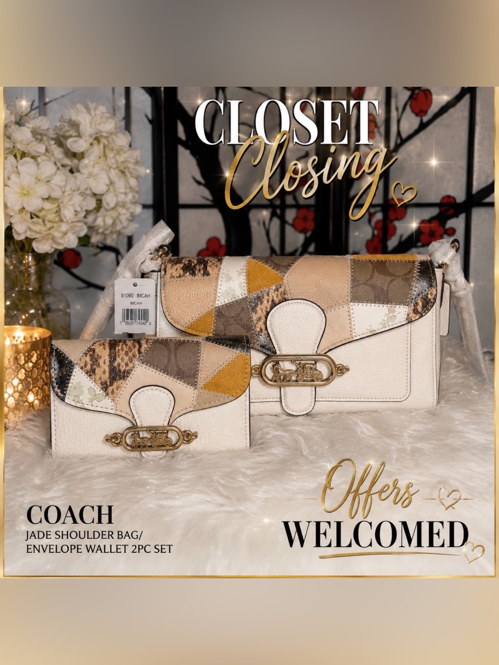 Coach JADE ShoulderBag/Envelope Wallet 2pc Set